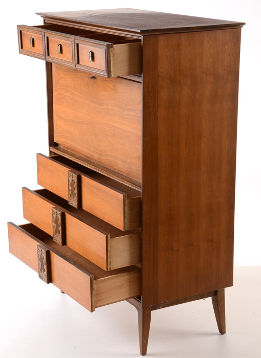 Bassett Mid Century Modern "Mayan" Pull-down Desk with Drawers