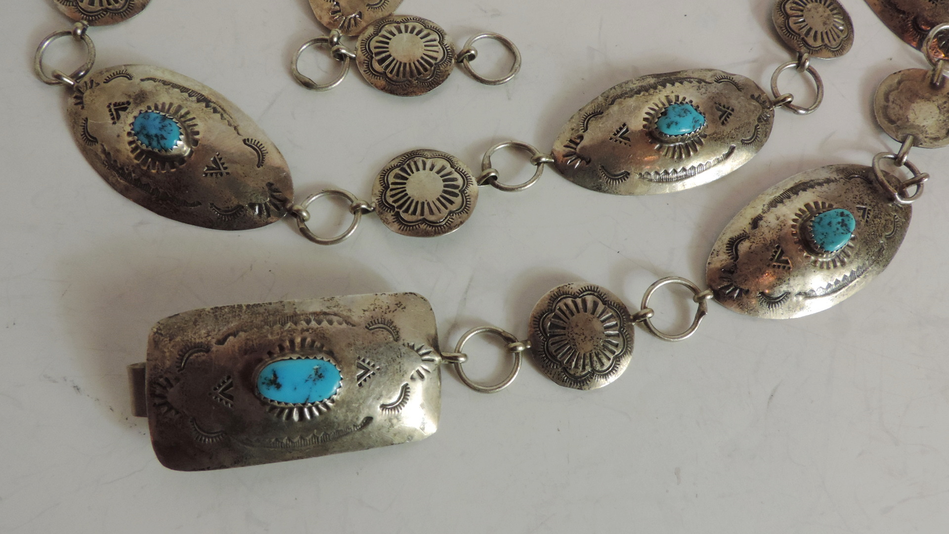 Authentic Native American Indian Silver and Turquoise Belt