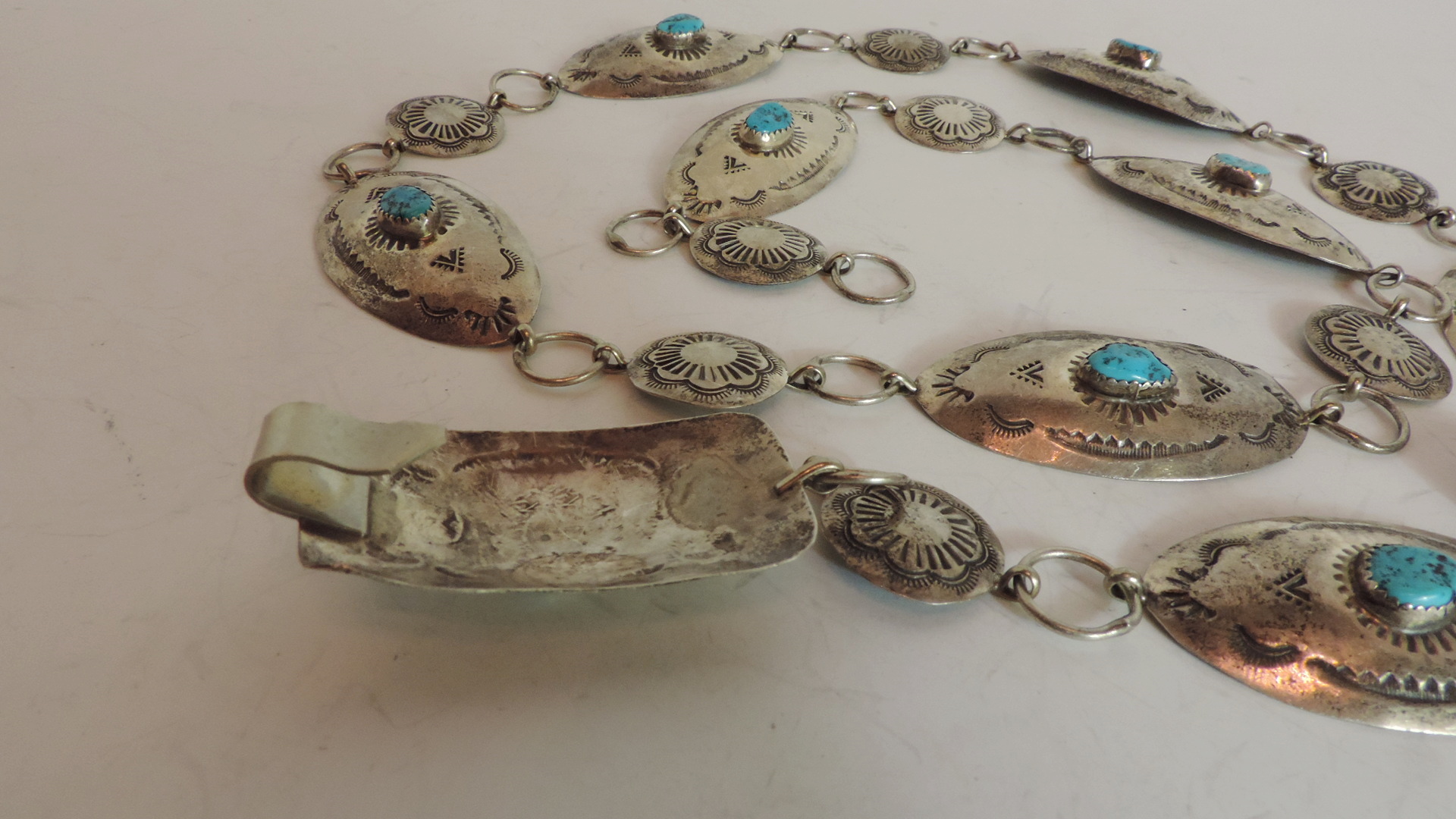 Authentic Native American Indian Silver and Turquoise Belt