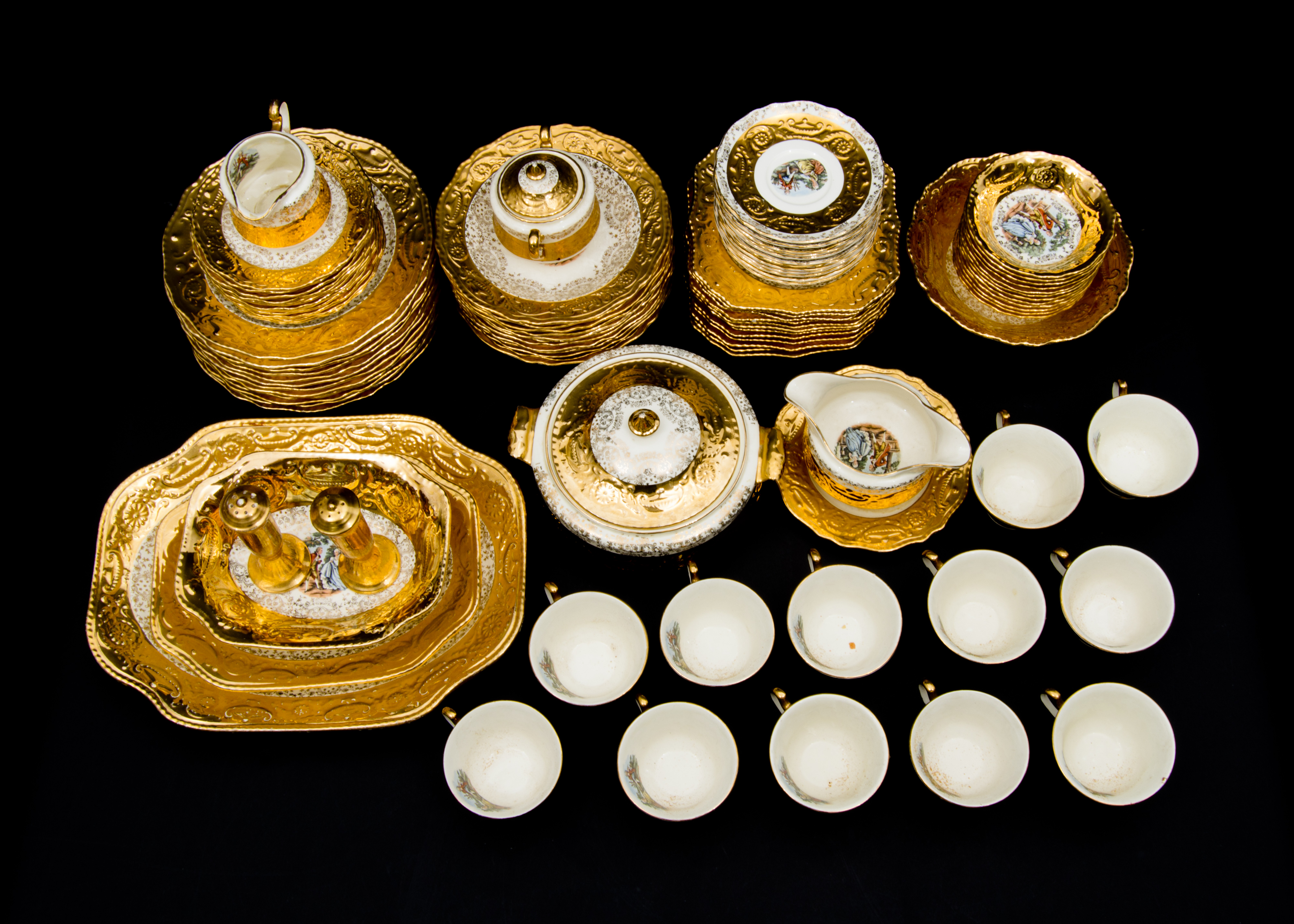 1930s 22 Karat Gold China Set - "Adam Antique" by Steubenville