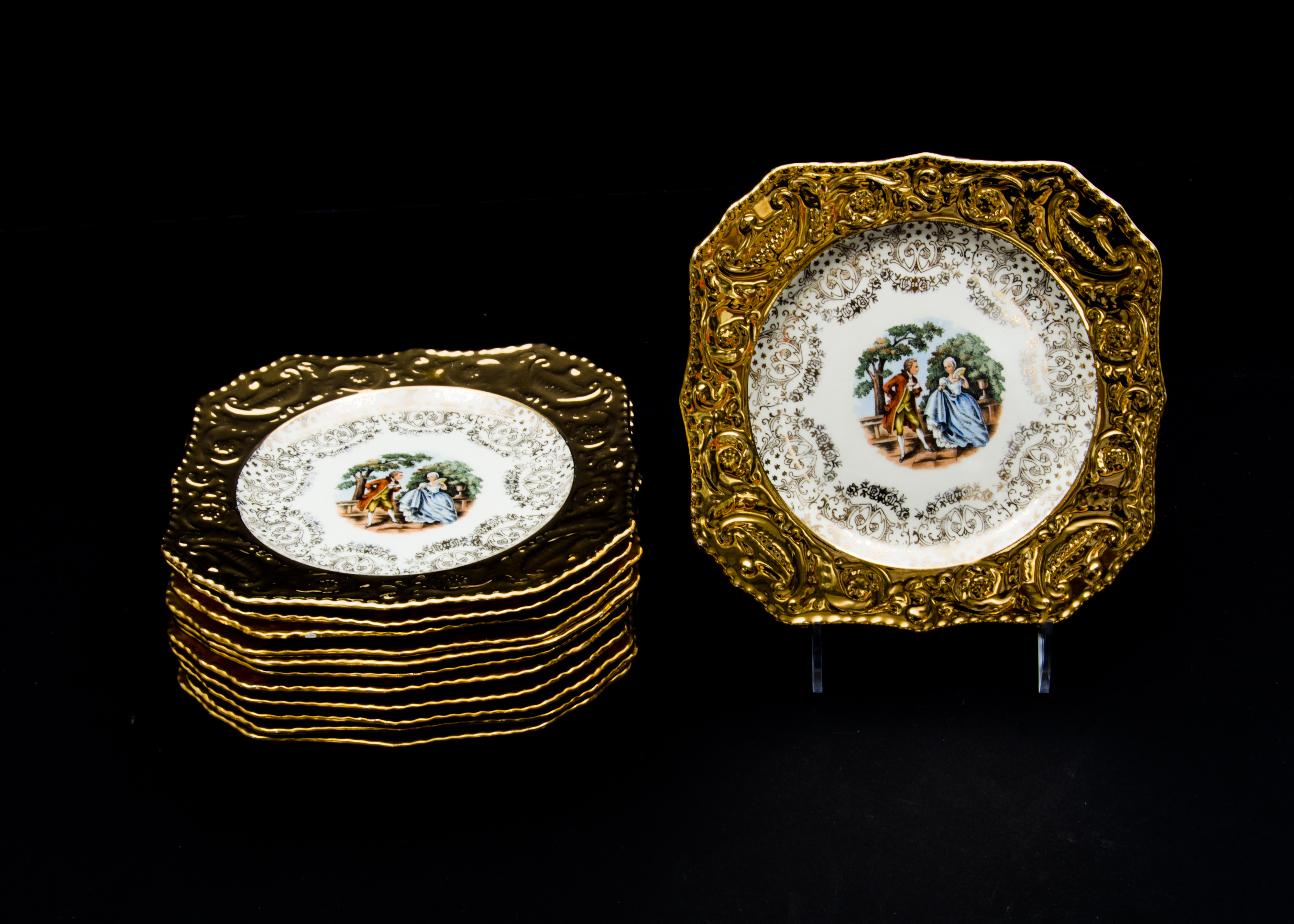 1930s 22 Karat Gold China Set - "Adam Antique" by Steubenville