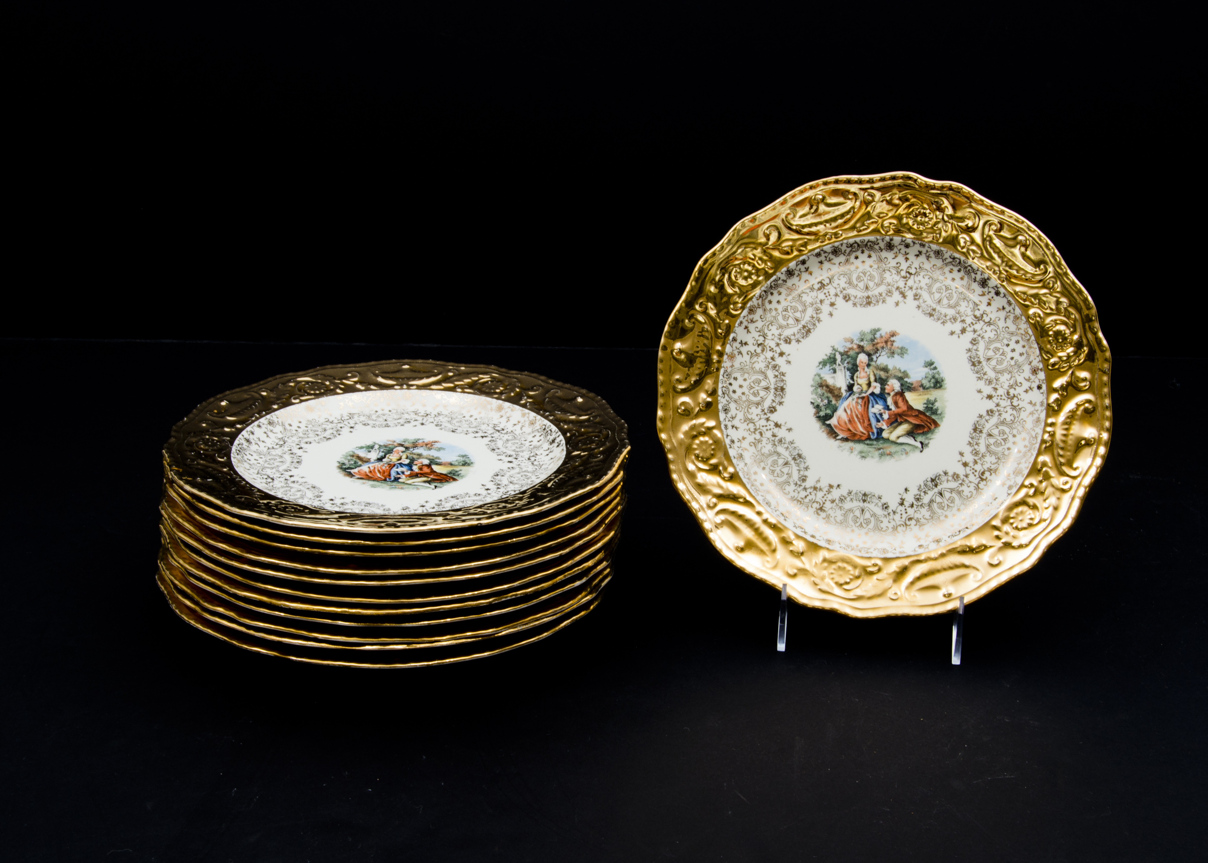 1930s 22 Karat Gold China Set - "Adam Antique" by Steubenville