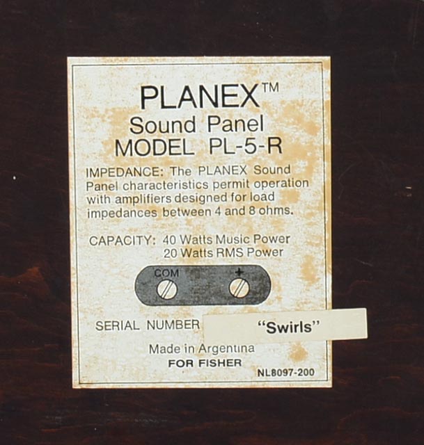 Pair Planex Speaker Panels Models PL-5-R and PL-5-T