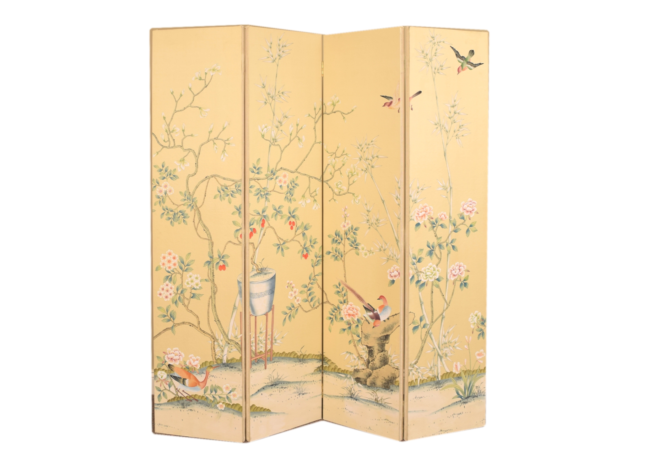 Degournay Silk Folding Panel Screen