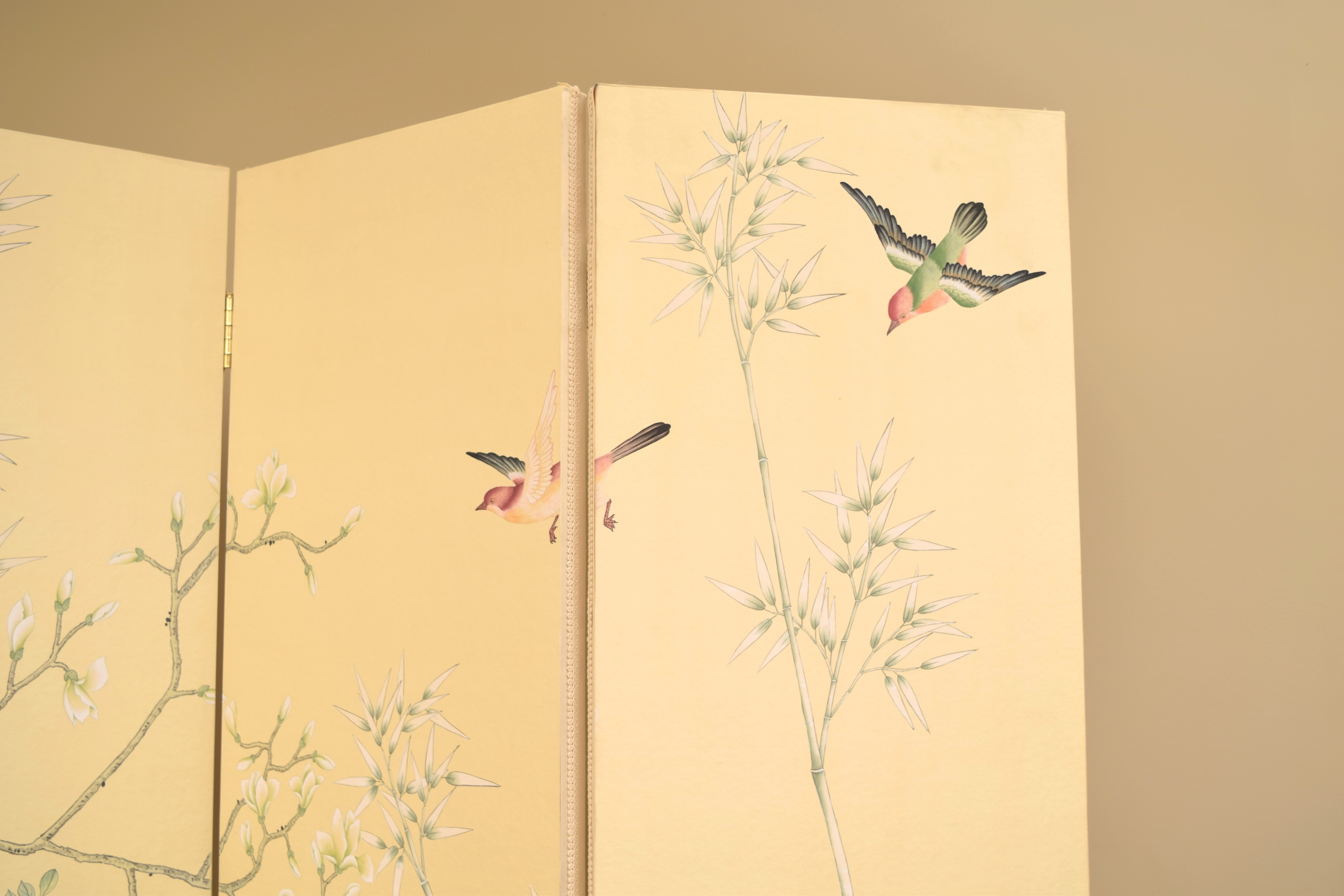 Degournay Silk Folding Panel Screen