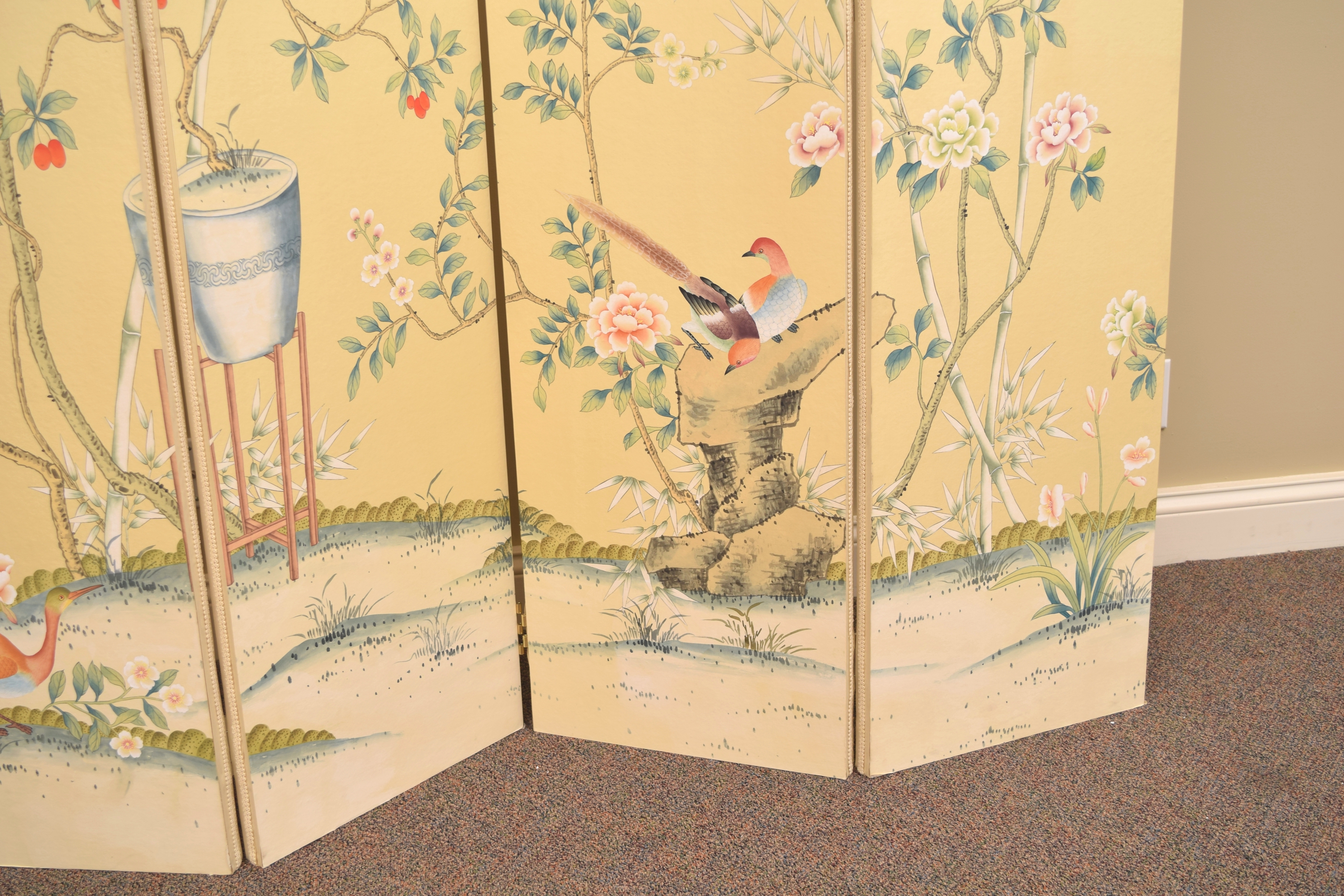 Degournay Silk Folding Panel Screen