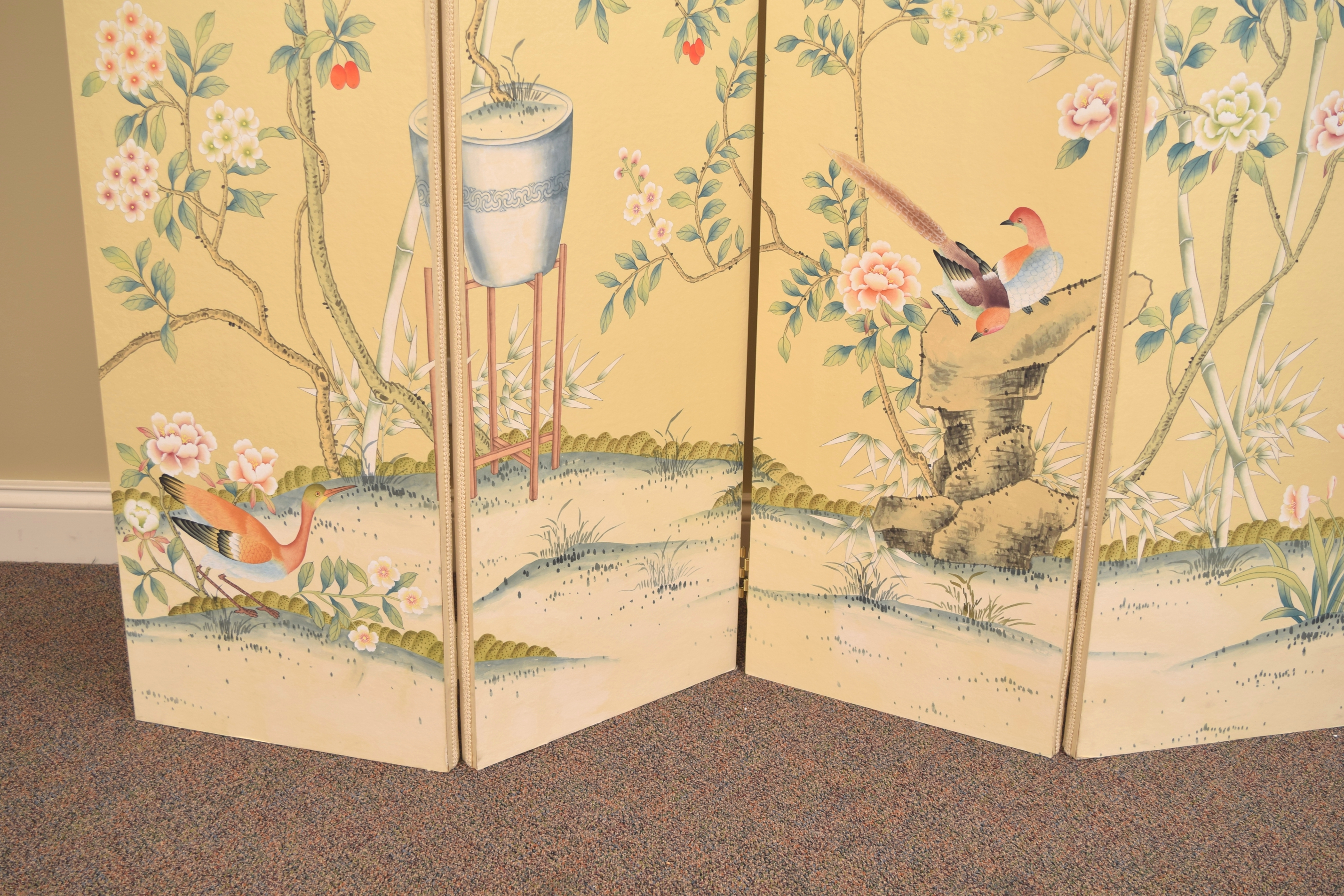 Degournay Silk Folding Panel Screen