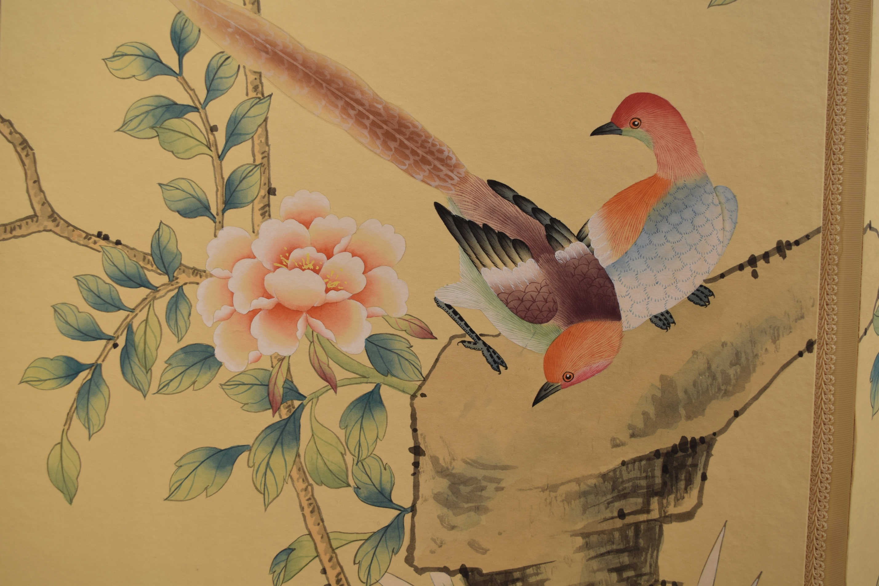 Degournay Silk Folding Panel Screen