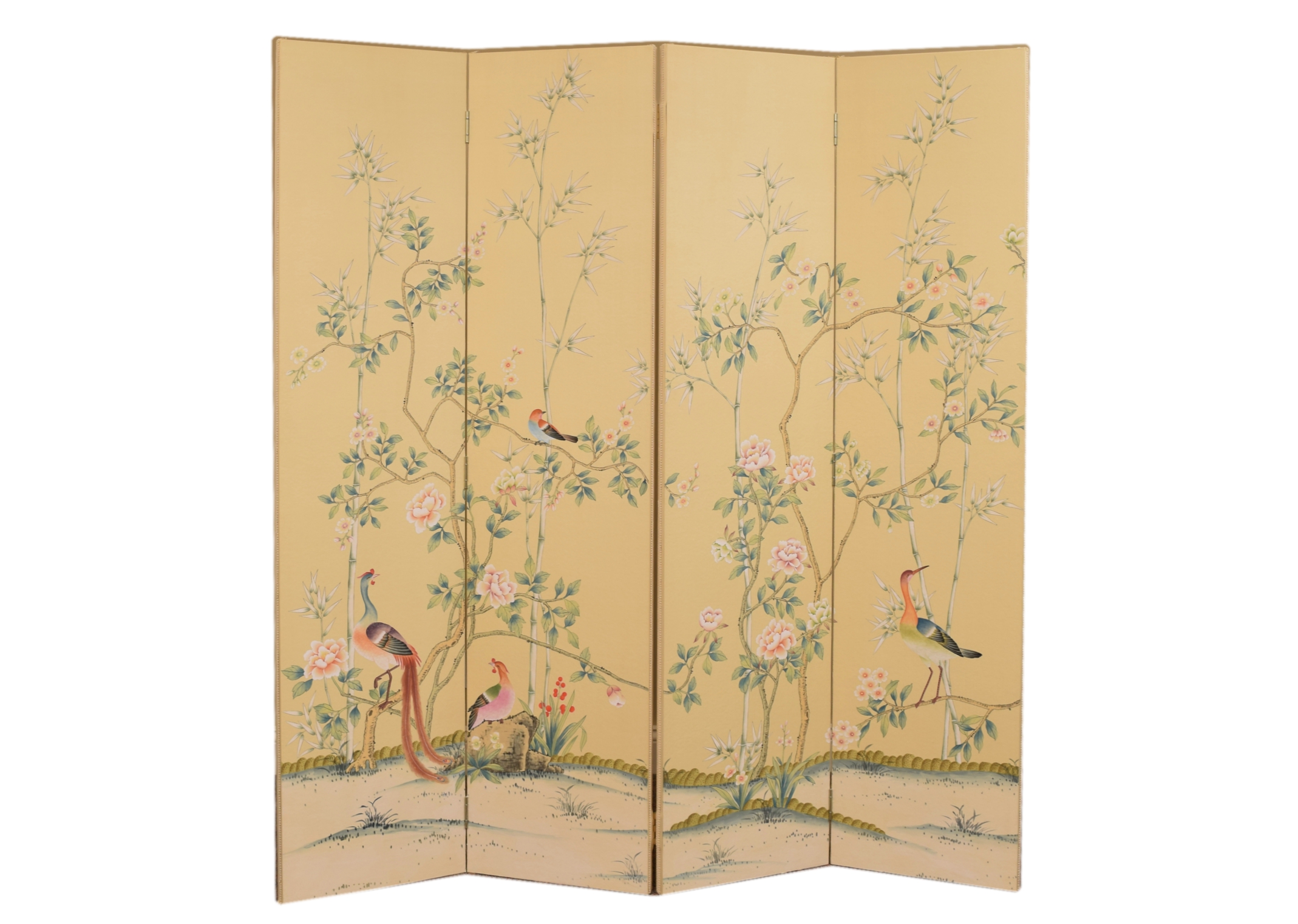 Degournay Silk Folding Panel Screen