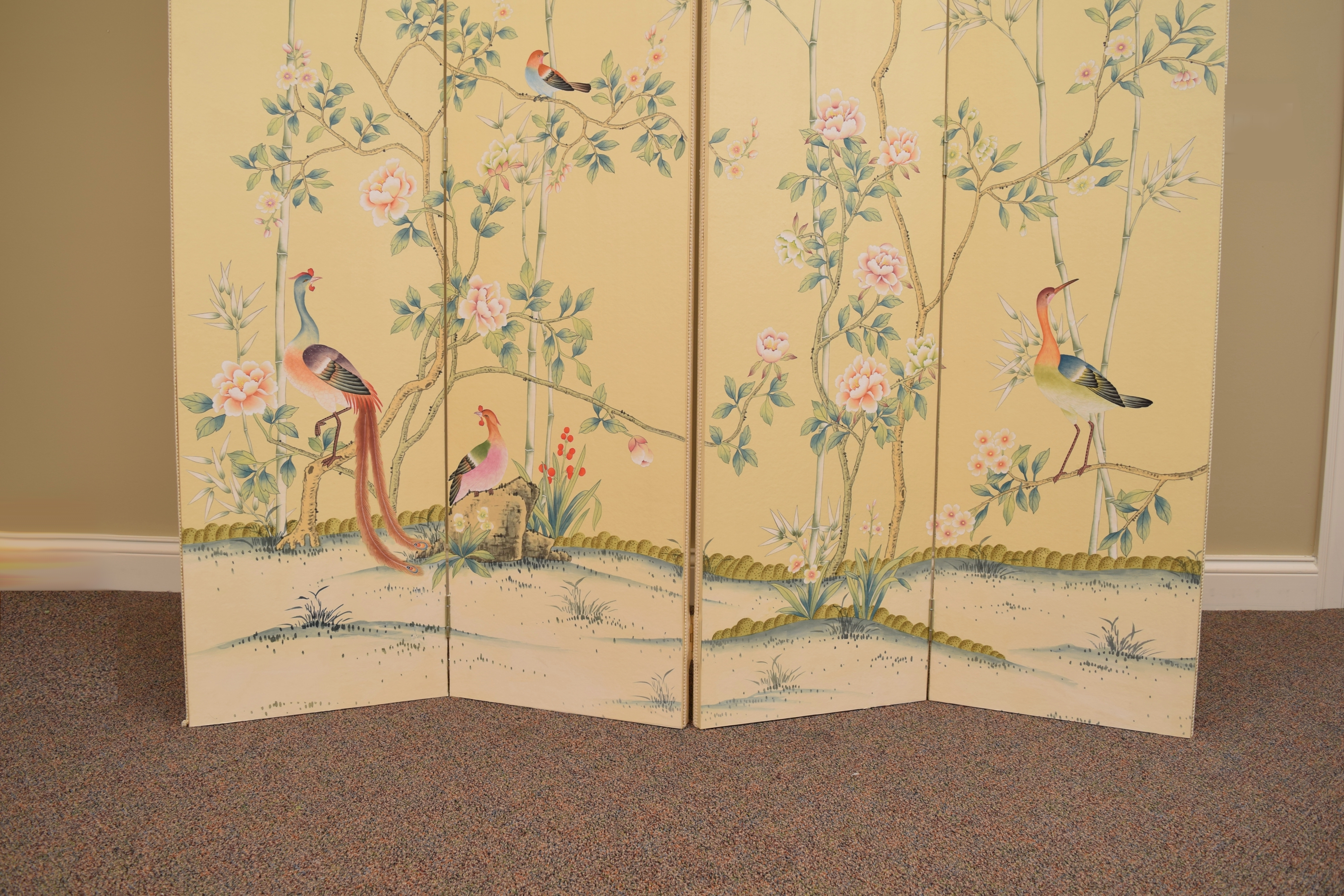 Degournay Silk Folding Panel Screen