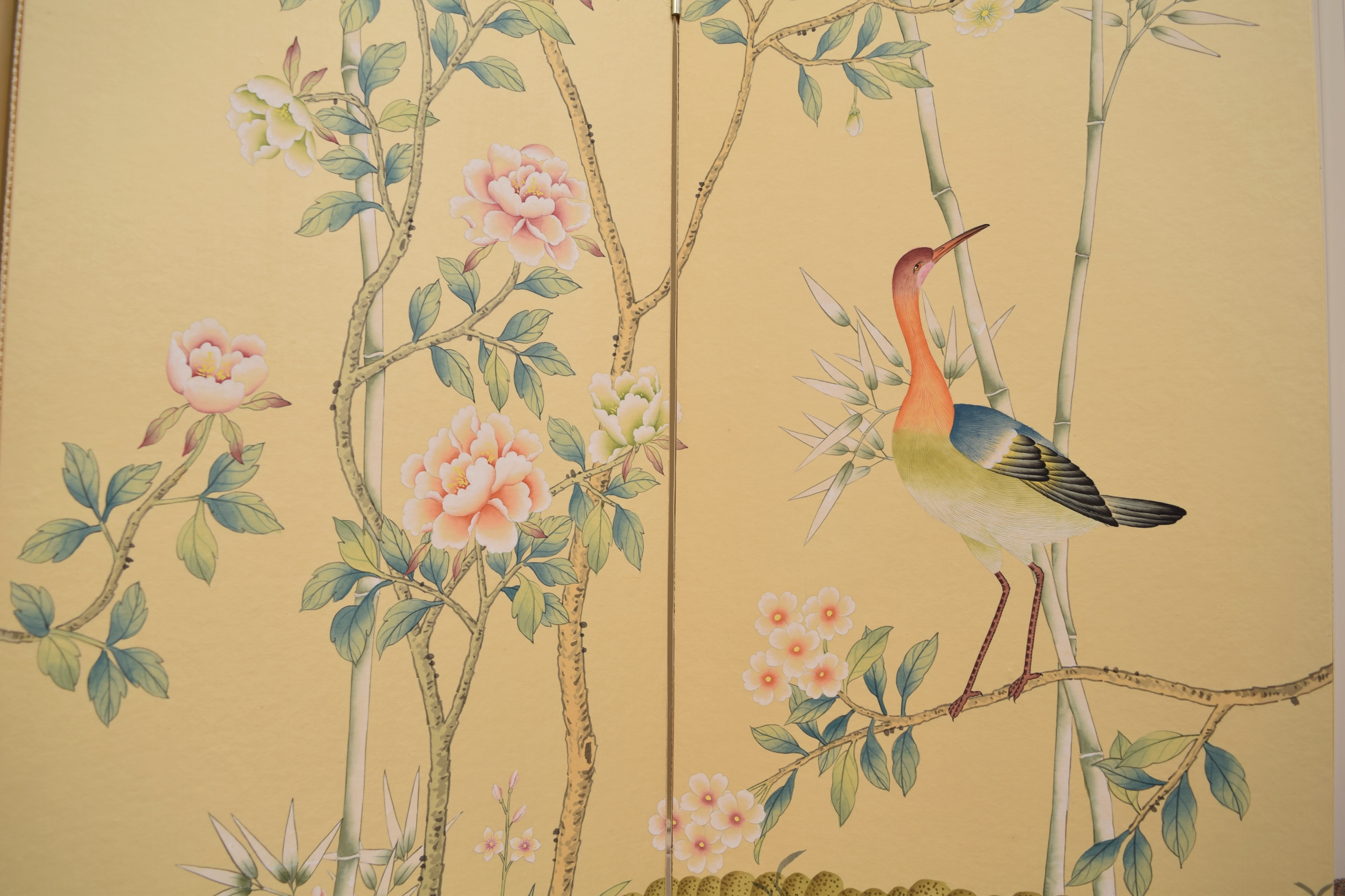 Degournay Silk Folding Panel Screen
