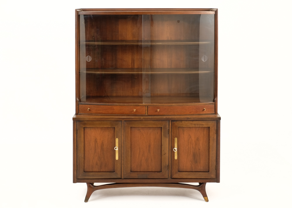 Mid Century Modern Walnut China Cabinet