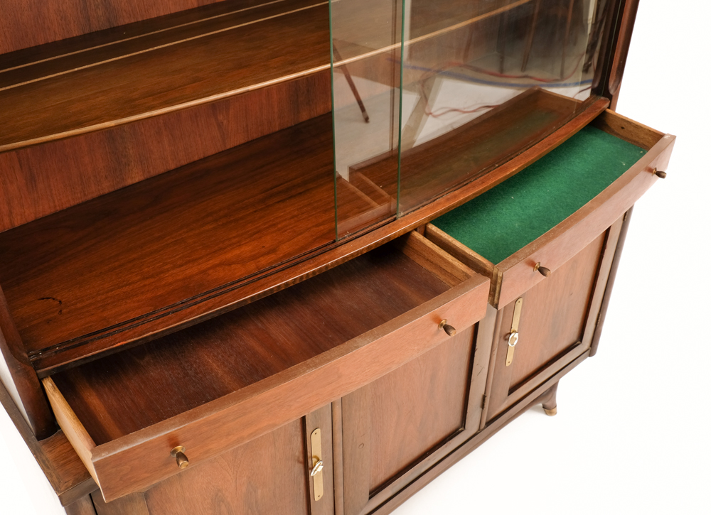 Mid Century Modern Walnut China Cabinet