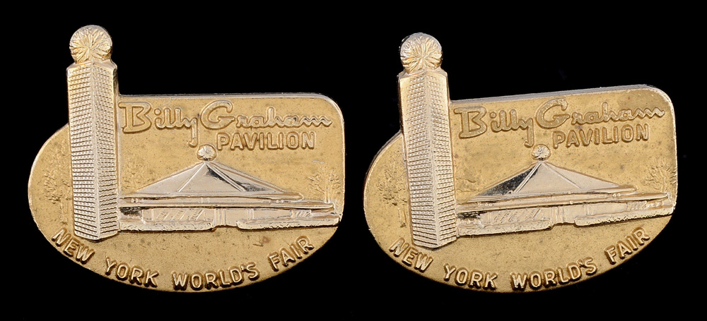 1965 World's Fair Billy Graham Pavilion Cufflinks and Tie Clip