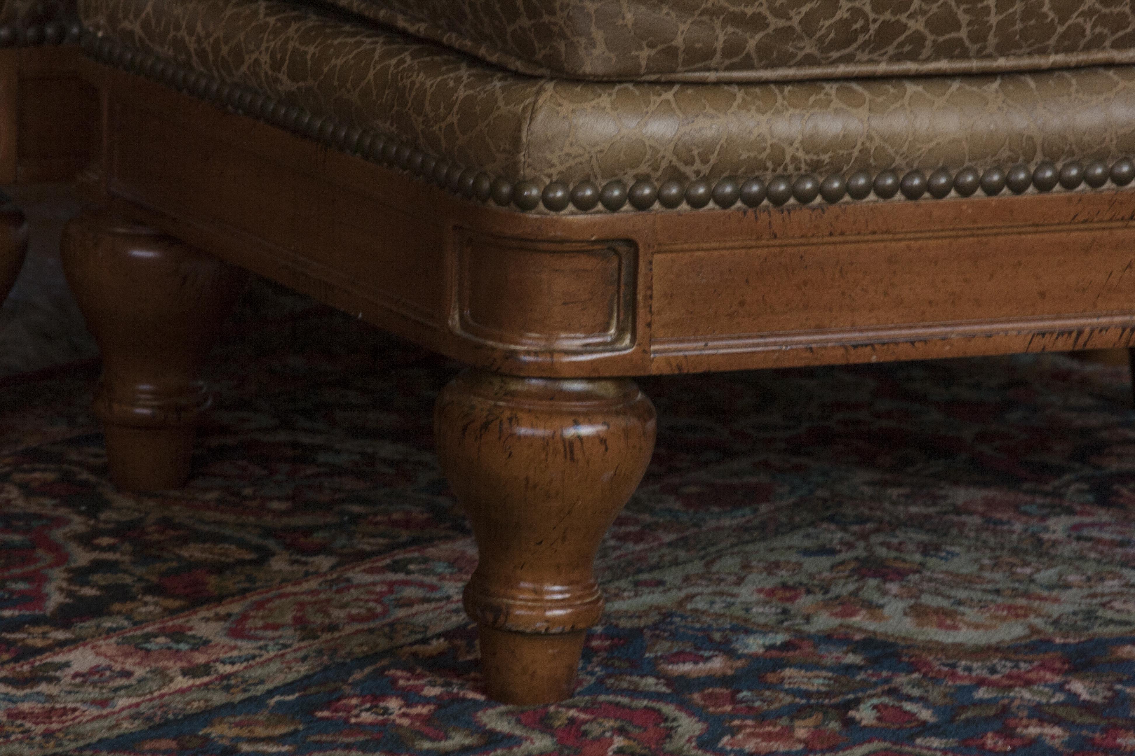 Thomasville Leather Armchair and Ottoman