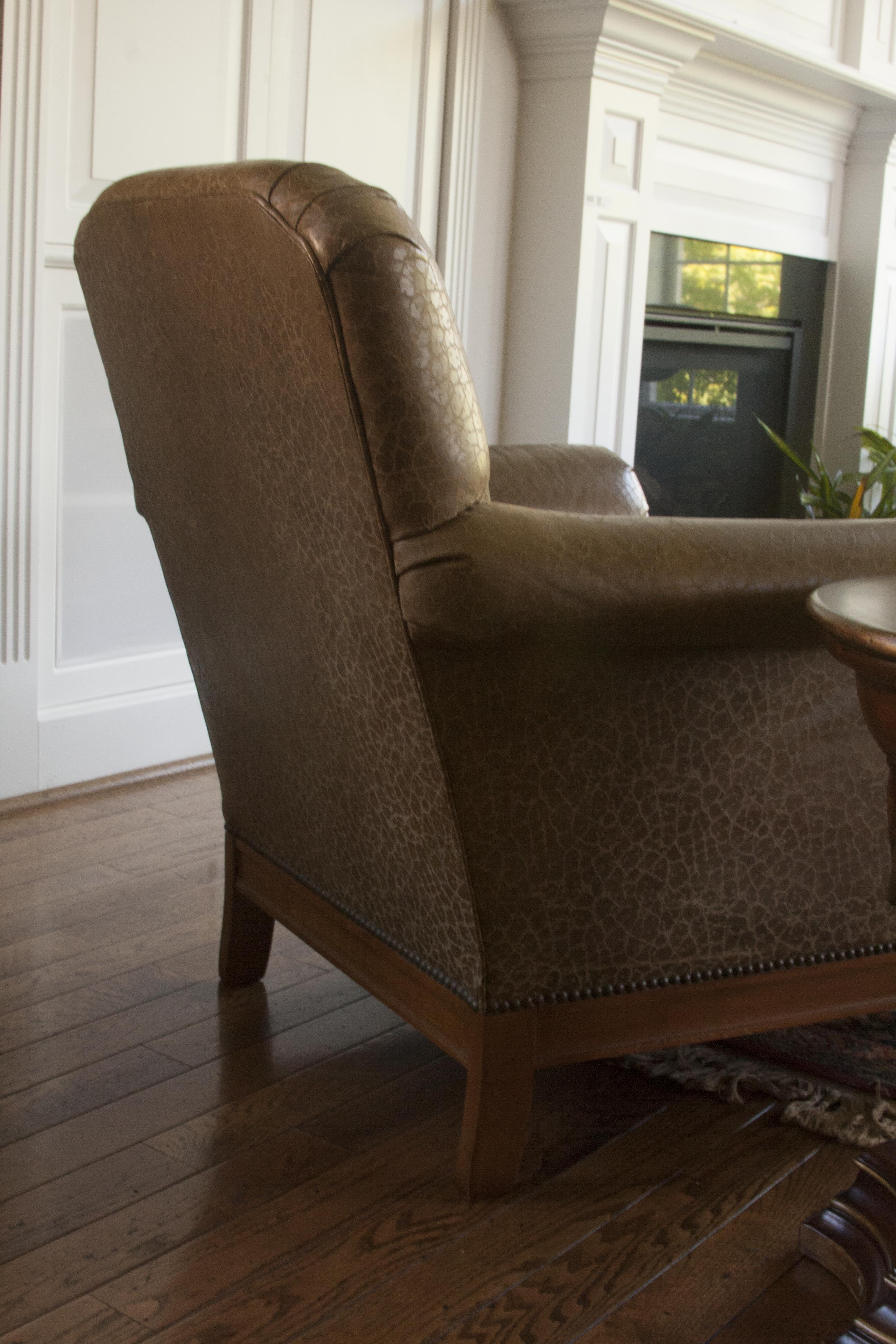 Thomasville Leather Armchair and Ottoman