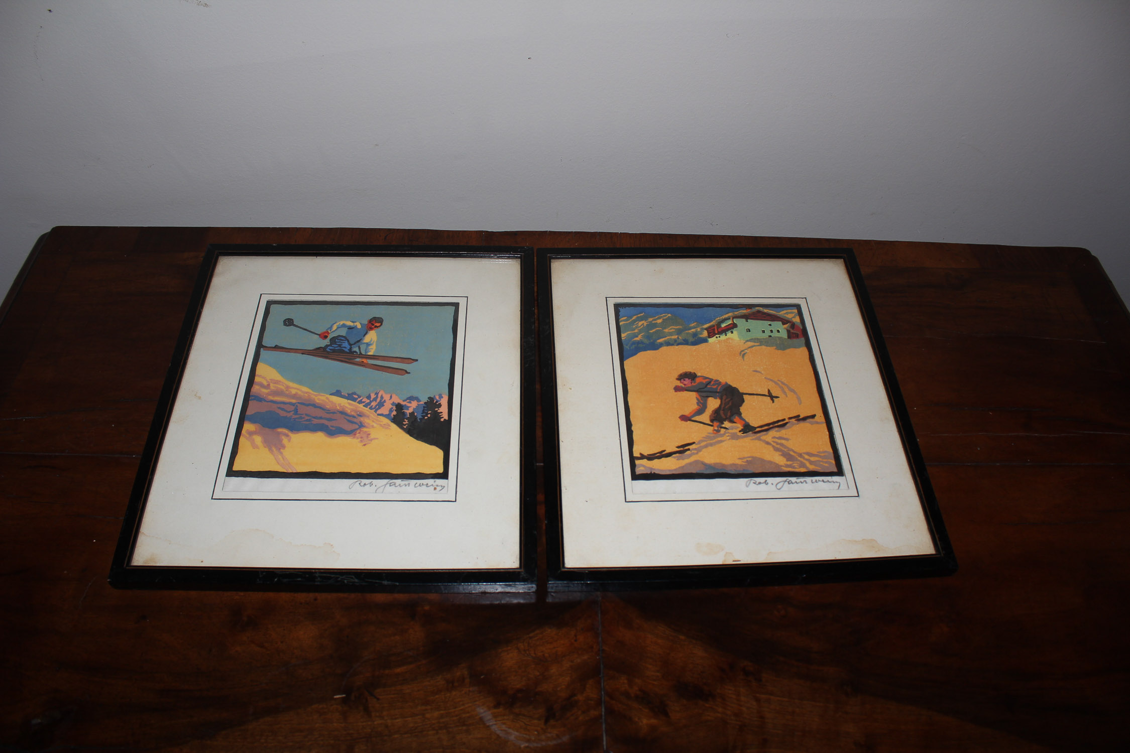 Pair of Framed Ski Prints