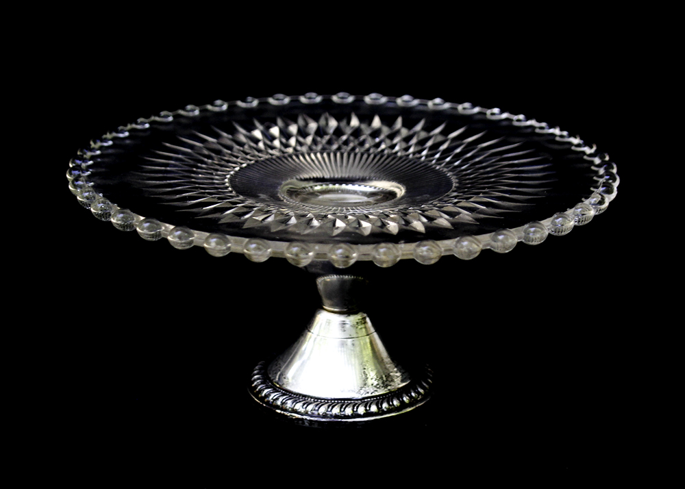 Vintage Duchin Creations Glass and Sterling Silver Pastry Plate