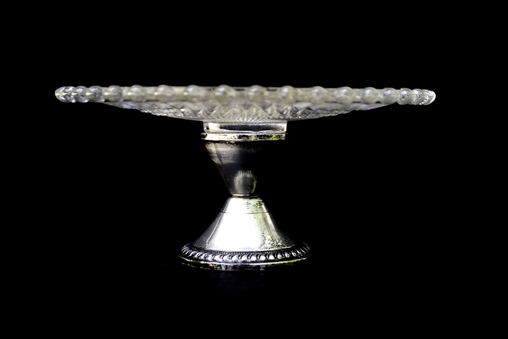 Vintage Duchin Creations Glass and Sterling Silver Pastry Plate