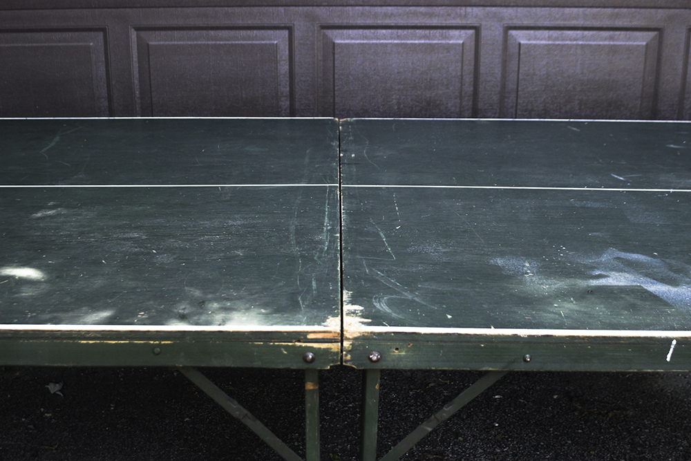 Vintage Wooden Ping Pong Table and Paddles