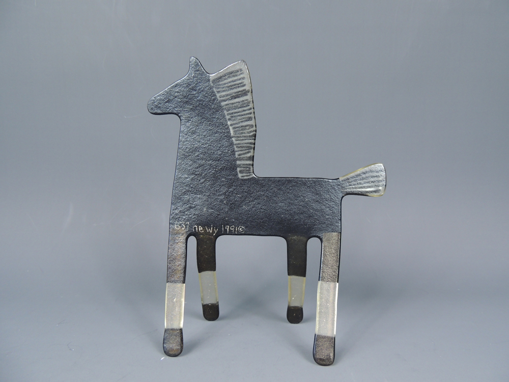 Electric Blue Fused Art Glass Horse by Newy Fagan