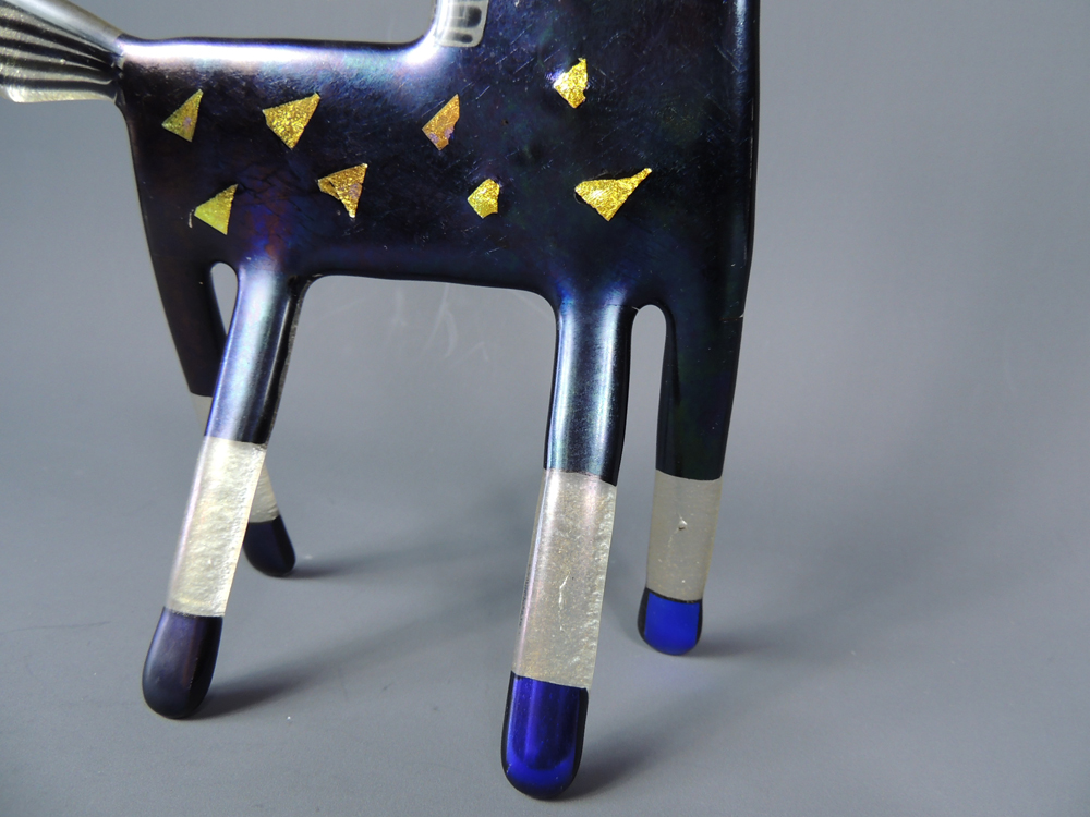 Electric Blue Fused Art Glass Horse by Newy Fagan