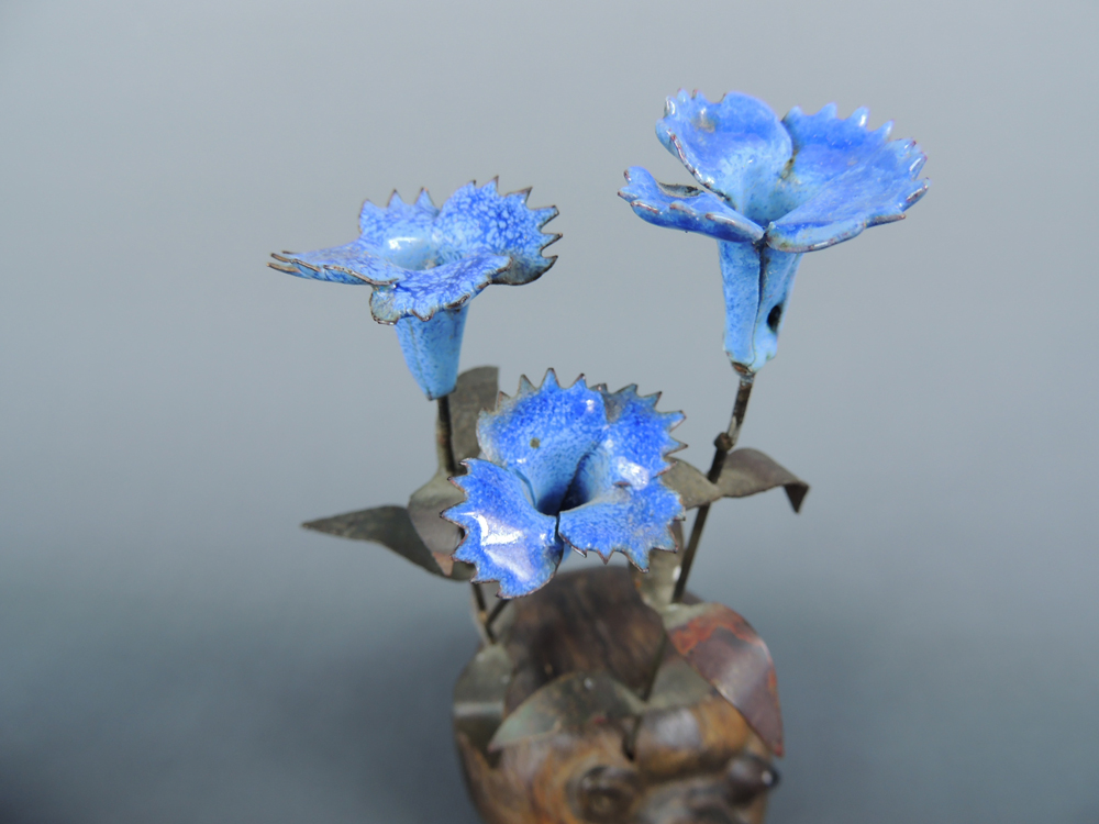 Brumm Enamel on Copper Flower Sculptures