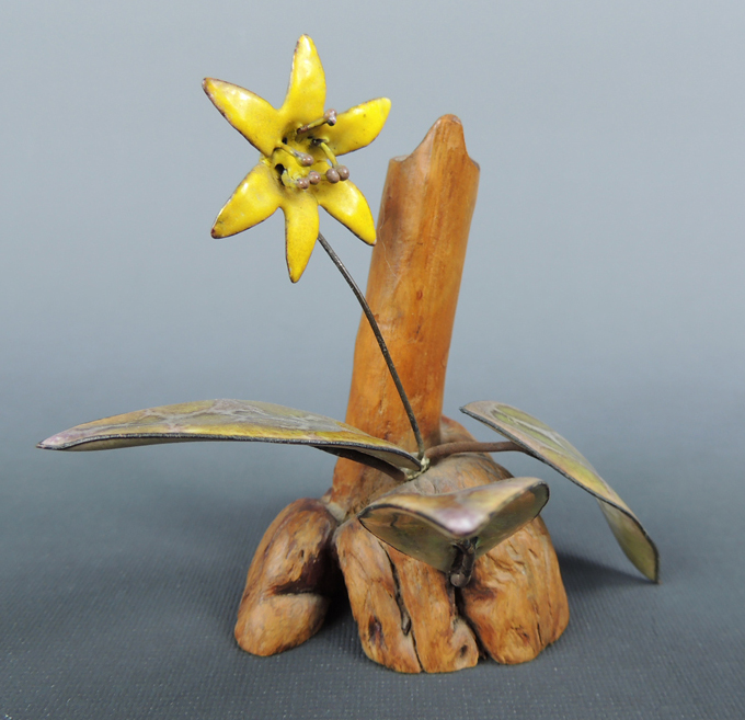 Brumm Enamel on Copper Flower Sculptures