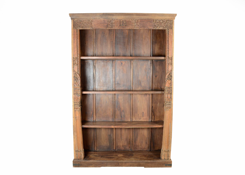 Carved Reclaimed Wood Bookshelf