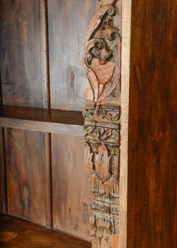 Carved Reclaimed Wood Bookshelf