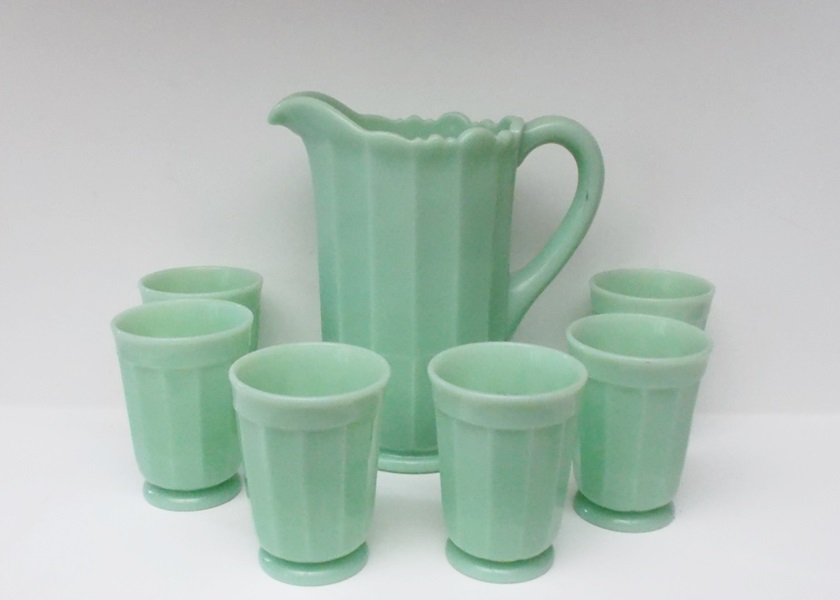 Jadeite Milk Glass Lemonade Set