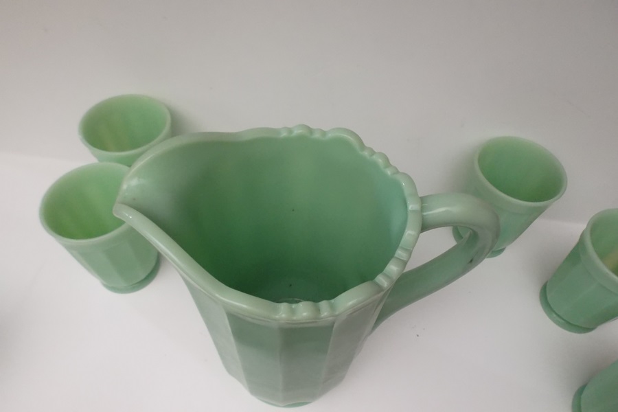 Jadeite Milk Glass Lemonade Set