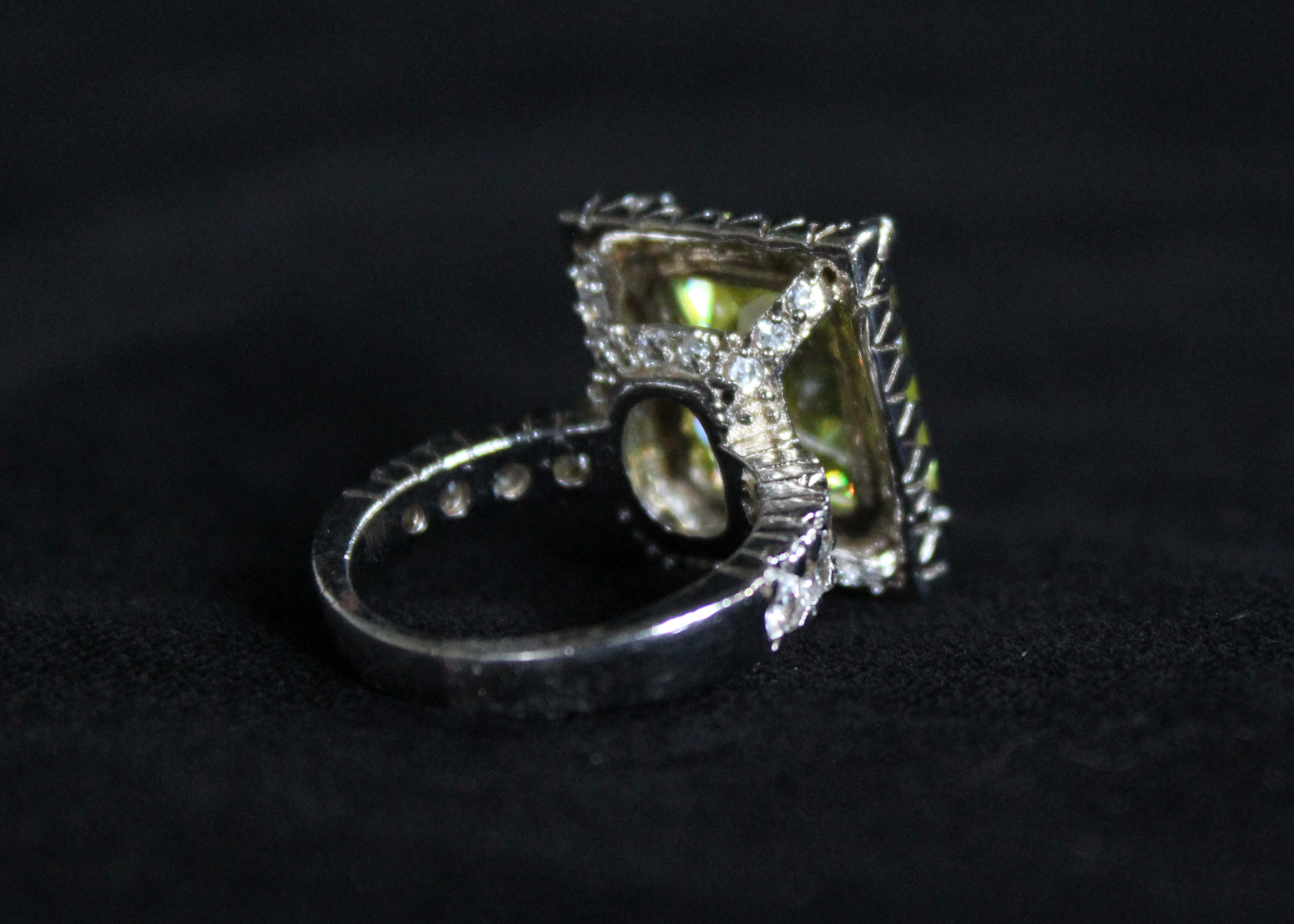 Sterling Silver and Yellow Stone Ring