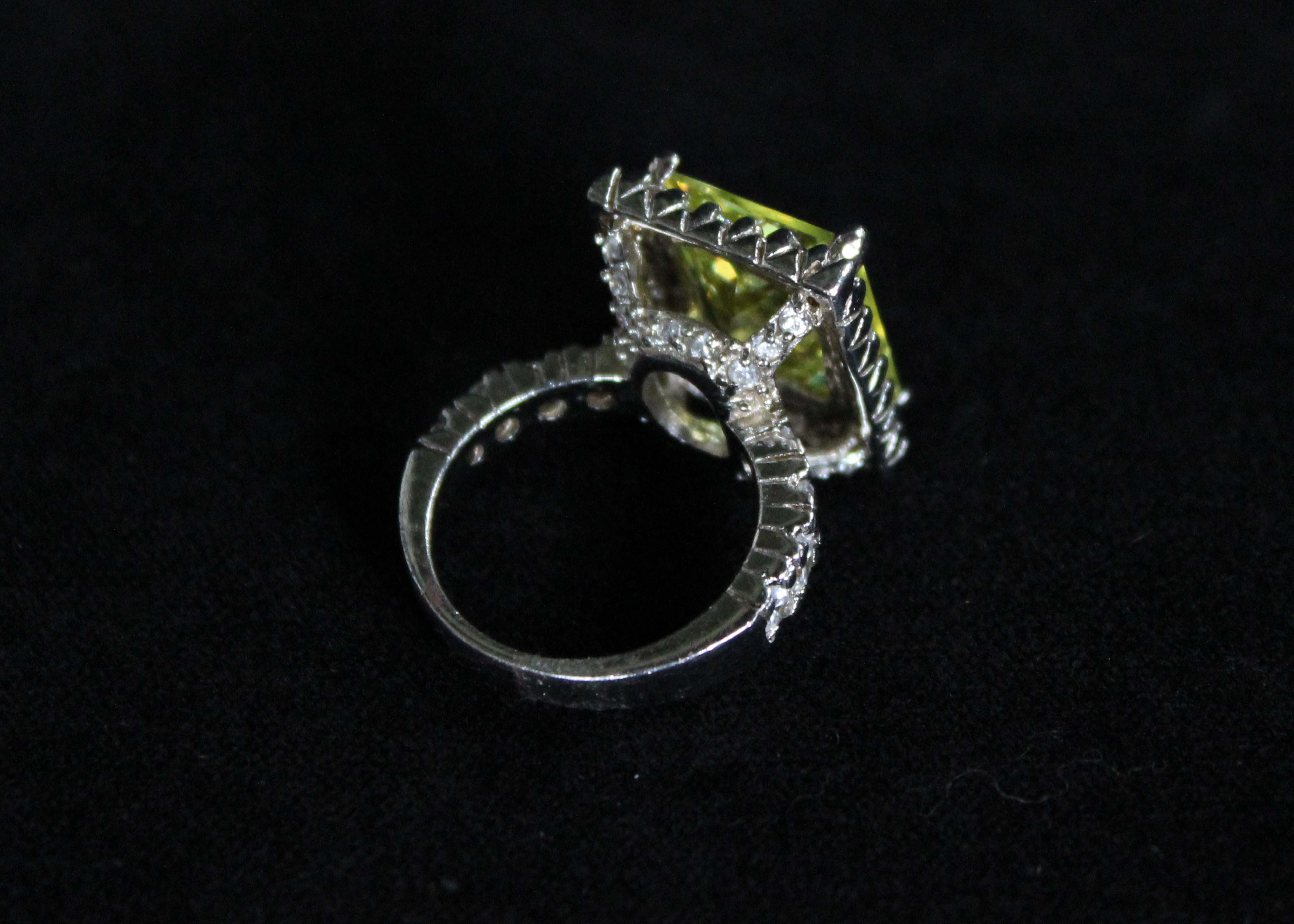 Sterling Silver and Yellow Stone Ring
