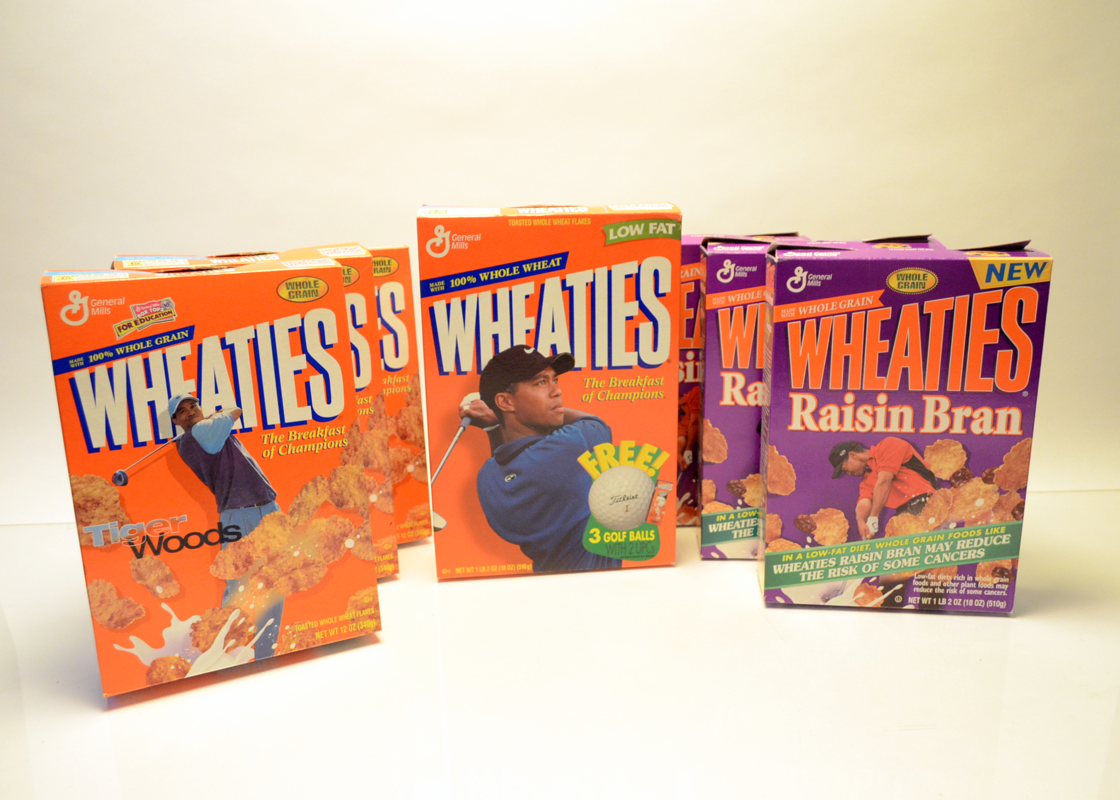 Assortment of Tiger Woods Wheaties Boxes