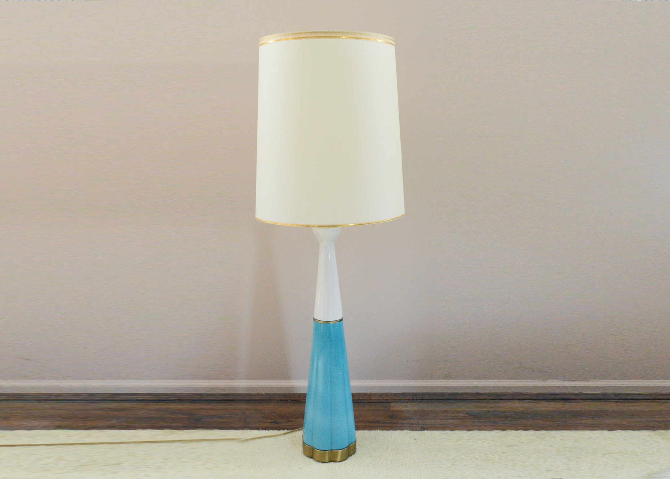 Mid Century Modern Turquoise Table Lamp
