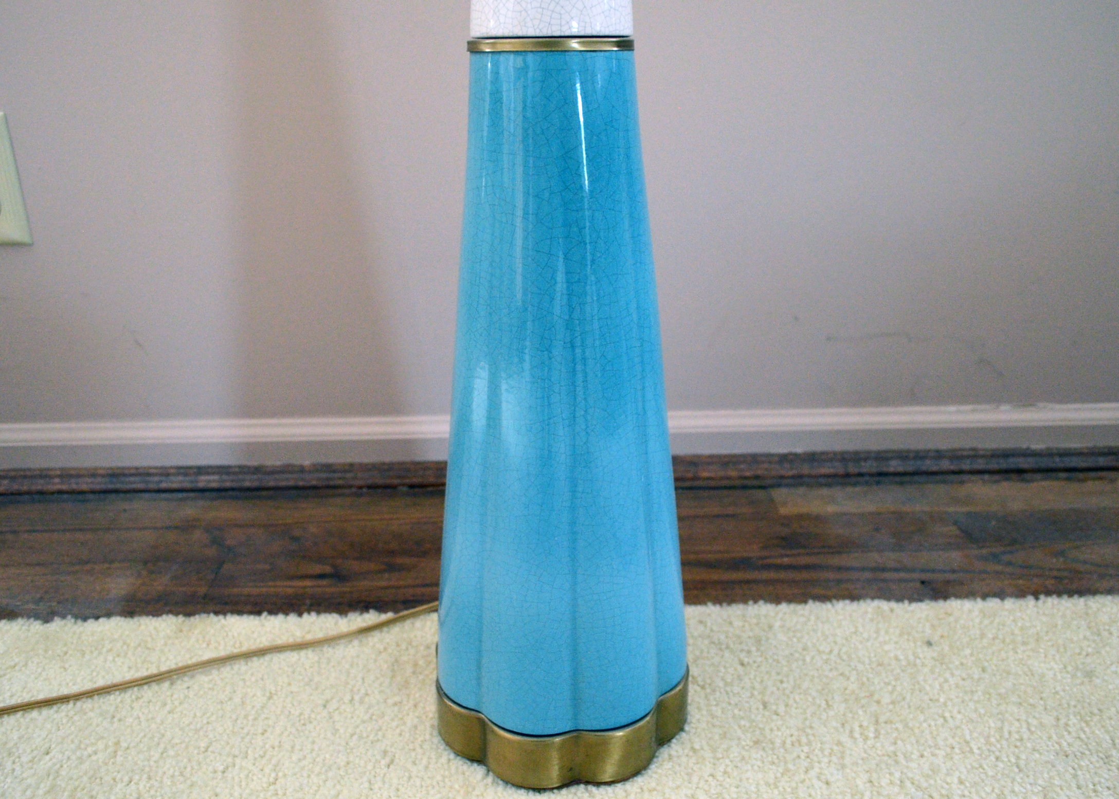 Mid Century Modern Turquoise Table Lamp