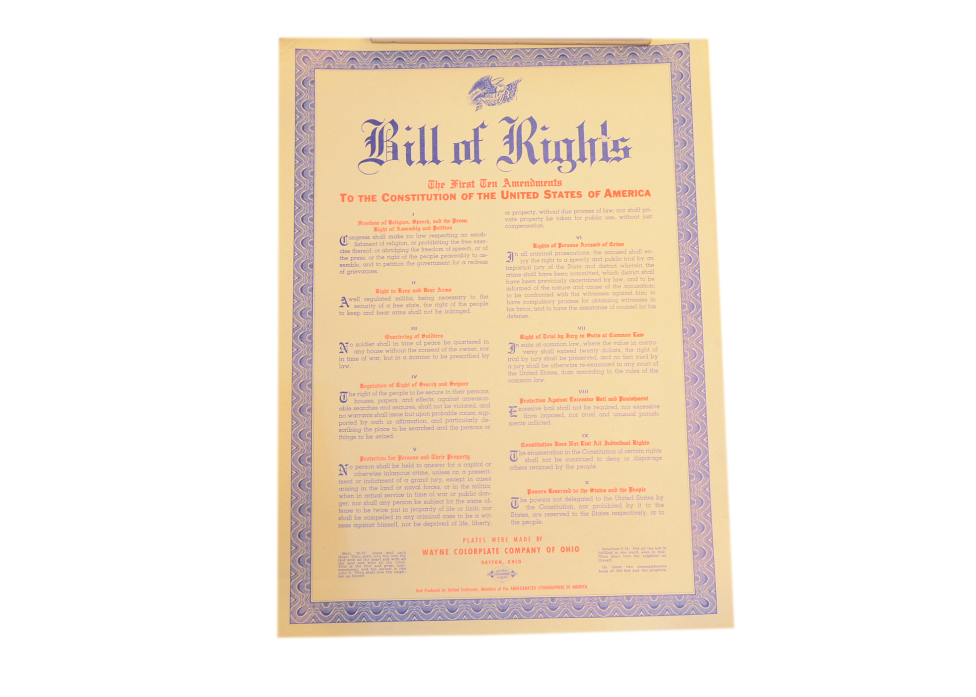 Declaration of Independence and Bill of Rights Copies