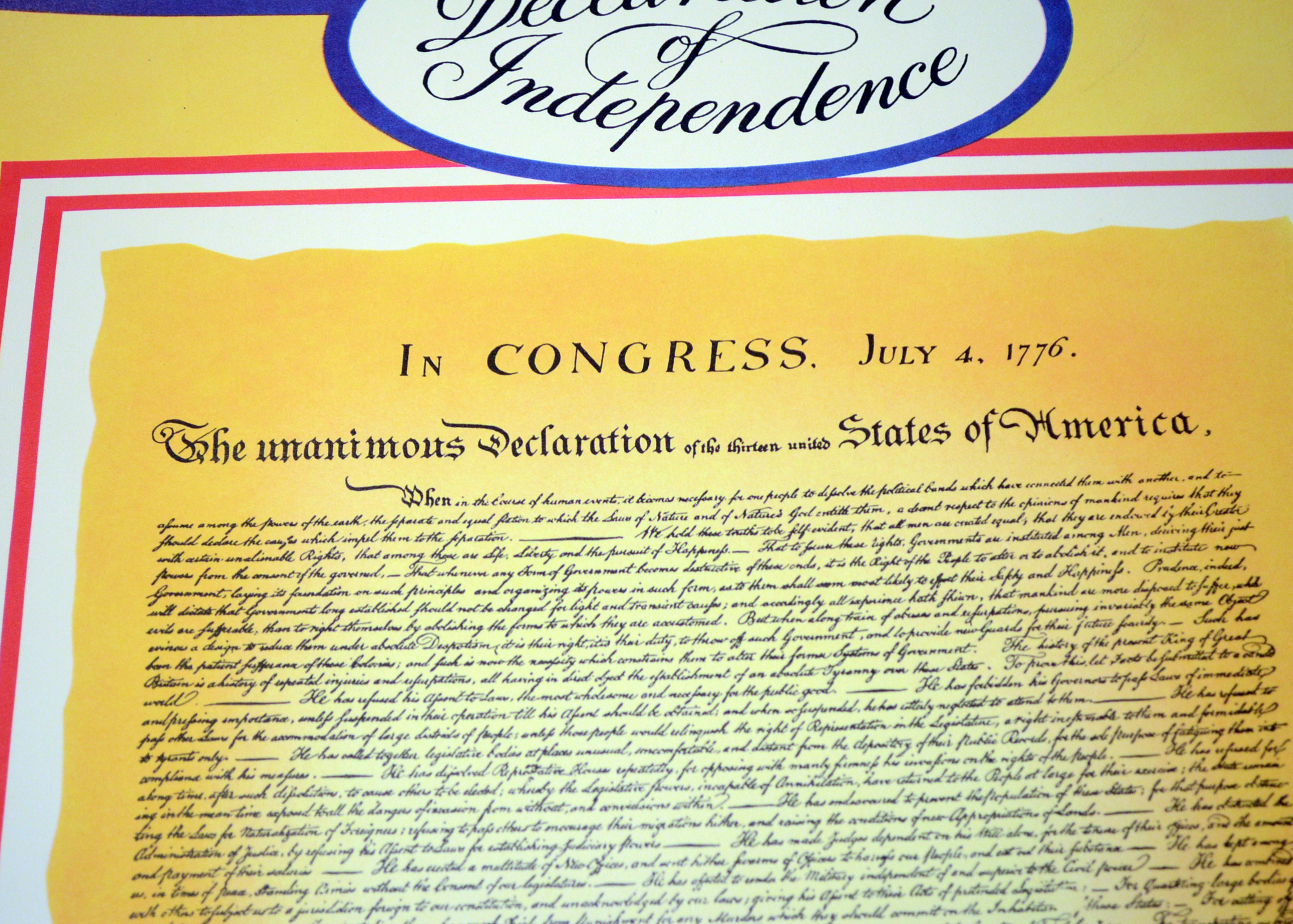 Declaration of Independence and Bill of Rights Copies