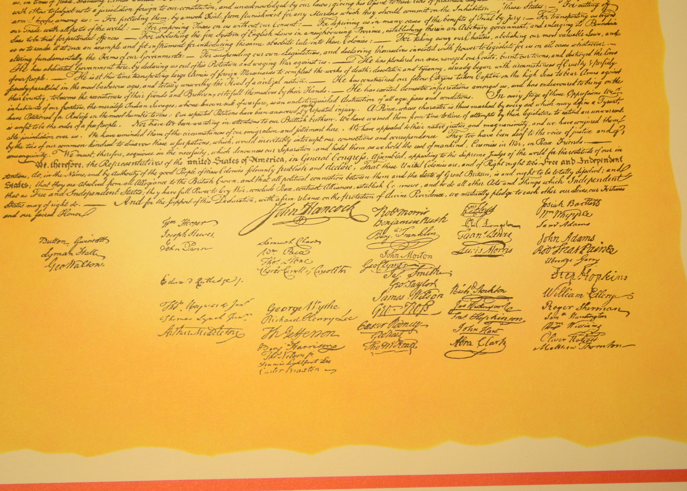 Declaration of Independence and Bill of Rights Copies