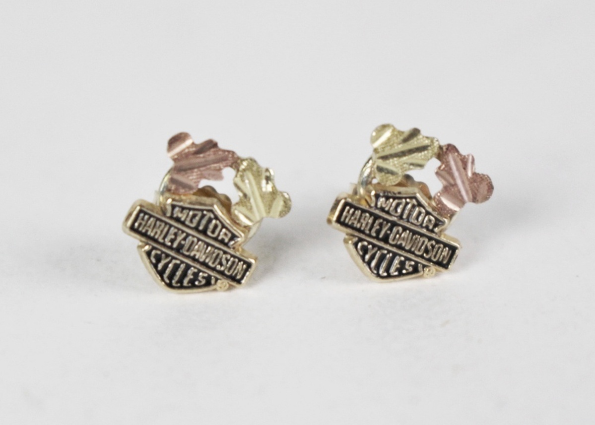 Black Hills Gold Harley Davidson Post Earrings