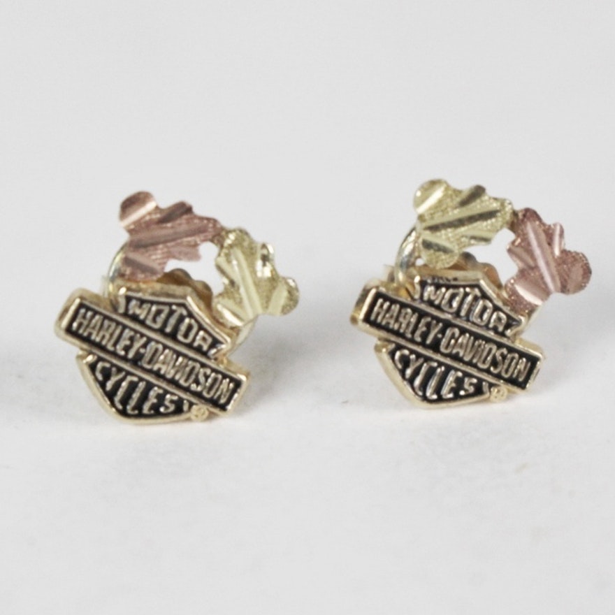 Black Hills Gold Harley Davidson Post Earrings