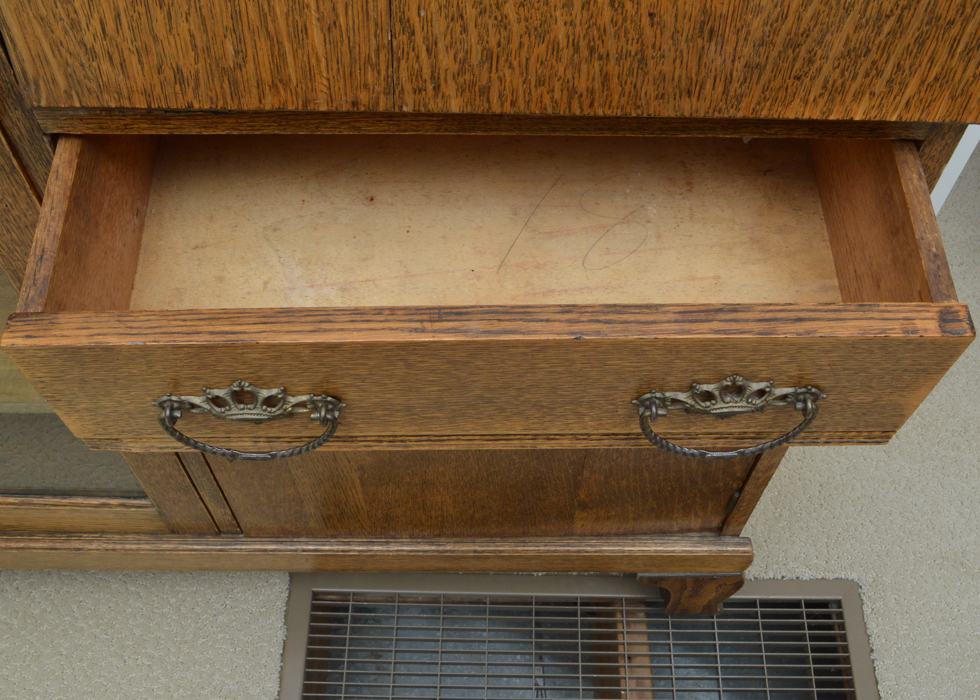 Antique Oliver and Co. Side-By-Side Oak Secretary Bookcase