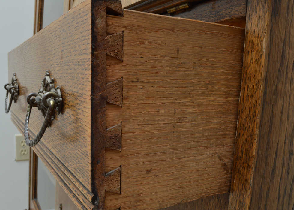 Antique Oliver and Co. Side-By-Side Oak Secretary Bookcase