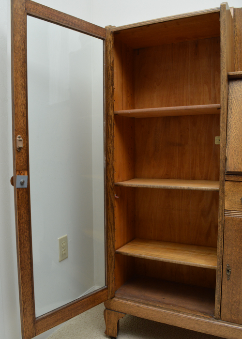 Antique Oliver and Co. Side-By-Side Oak Secretary Bookcase