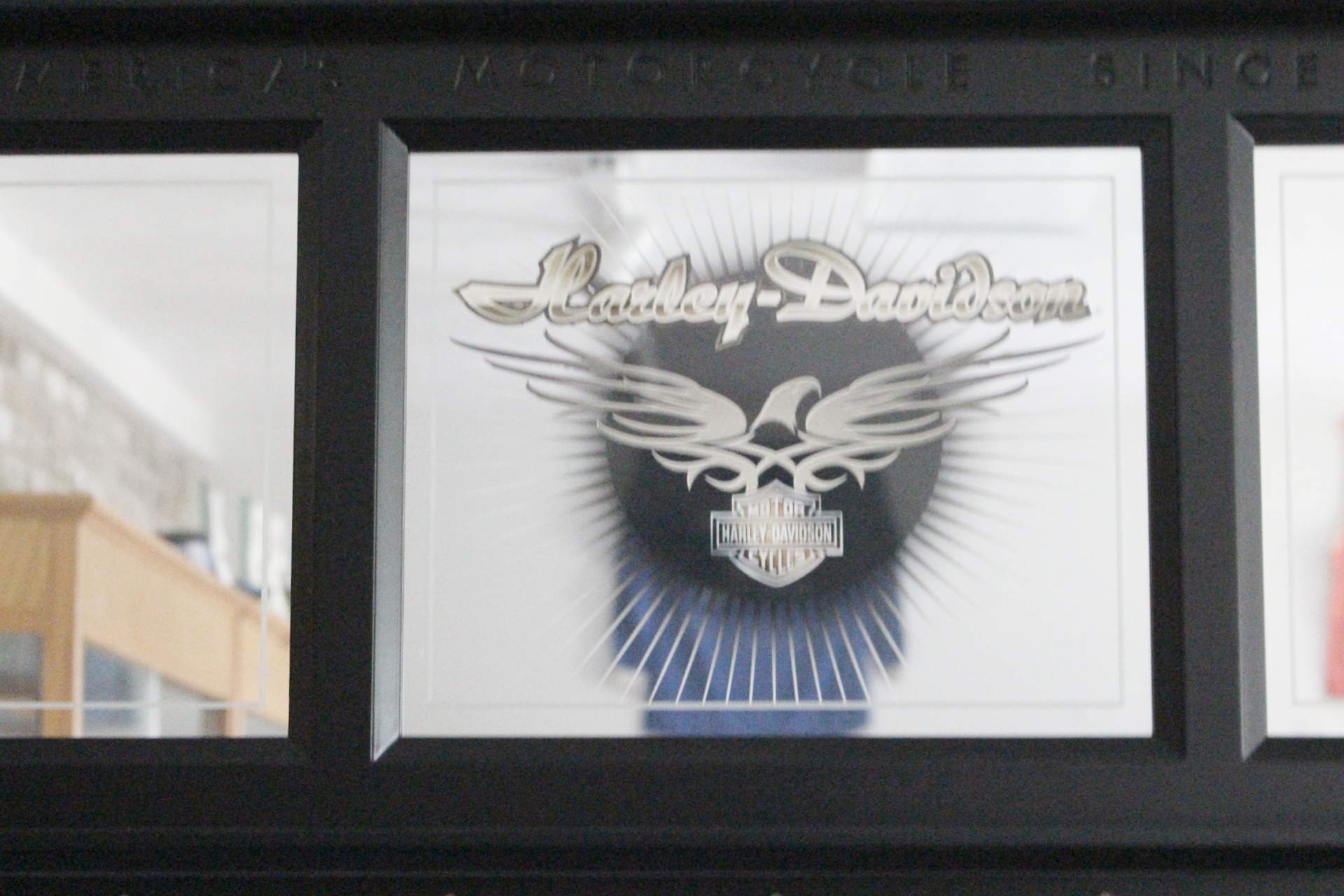 Harley Davidson Wall Mount Etched Mirror Coat Rack