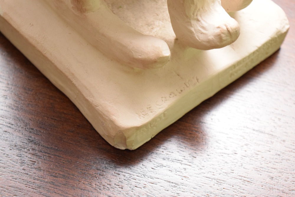 Pair of Children at Play Clay Sculptures