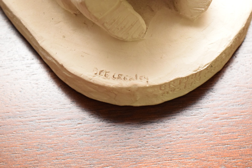 Pair of Children at Play Clay Sculptures