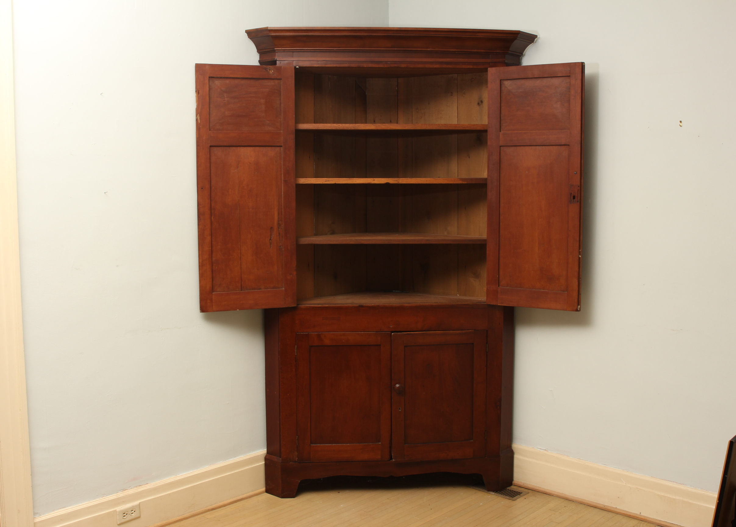 Antique Kentucky Cherry Corner Cupboard