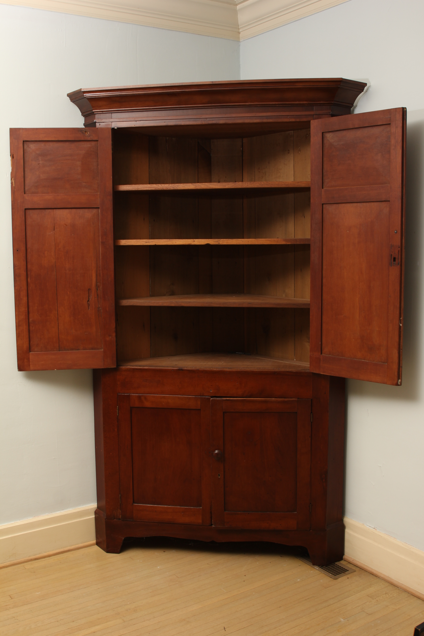 Antique Kentucky Cherry Corner Cupboard